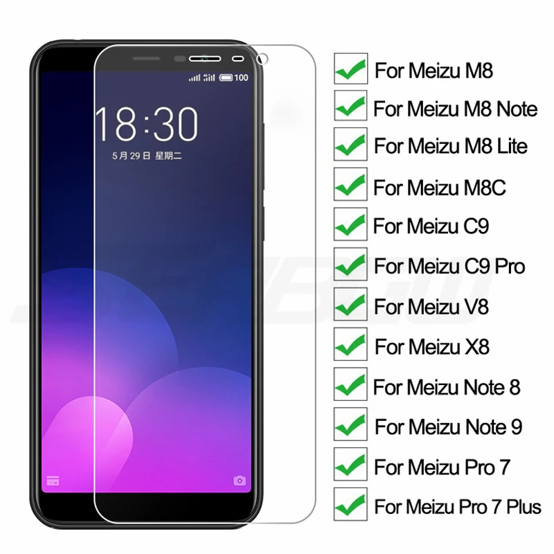 Mejor precio 9H vidrio Protector en El para Meizu C9 Pro M8 Lite M8C X8 M8 Nota 8 9 V8 Pro 7 Plus templado pantalla cristal Protector funda de Film mlKZgk1X7