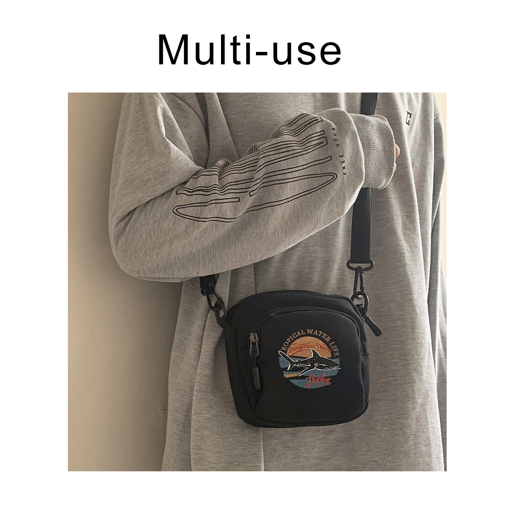 Модные женские мини сумки через плечо с принтом акулы Kawaii, холщовая Портативная сумка на плечо, Повседневная, сумки для монет и телефонов