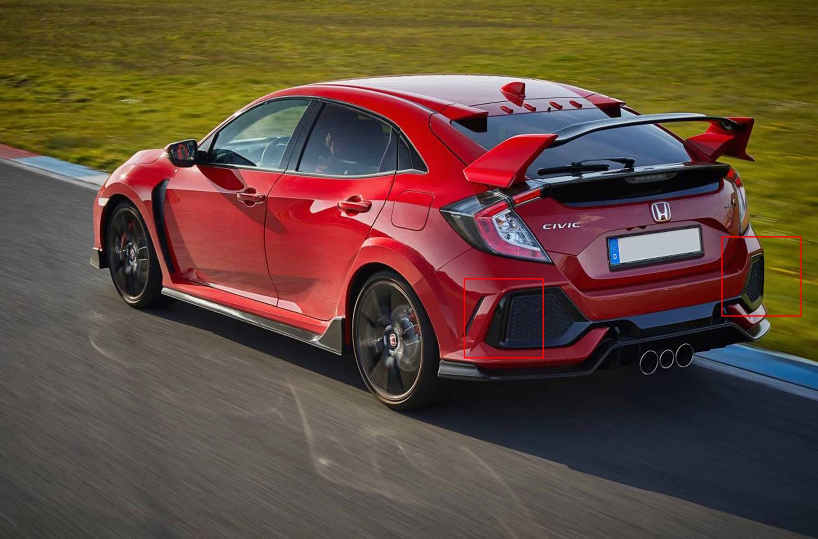 Подходит для Honda Civic X хэтчбек 16+ красный объектив заднего бампера отражатель в сборе без светильник