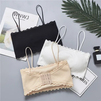 

Elastic Cotton Women Tube Top Bra Strapless Top Bandeau Removable Chest Padded Tube Bra Top Female For Small Chest