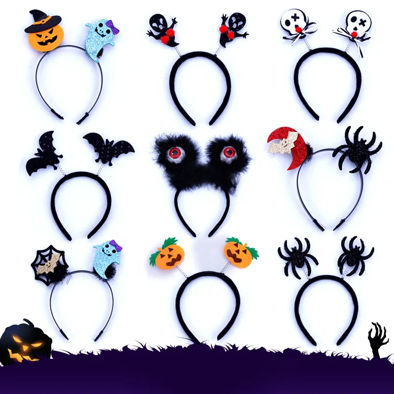 New Halloween Headband Decorations Show Pumpkin Spider Ghost Head