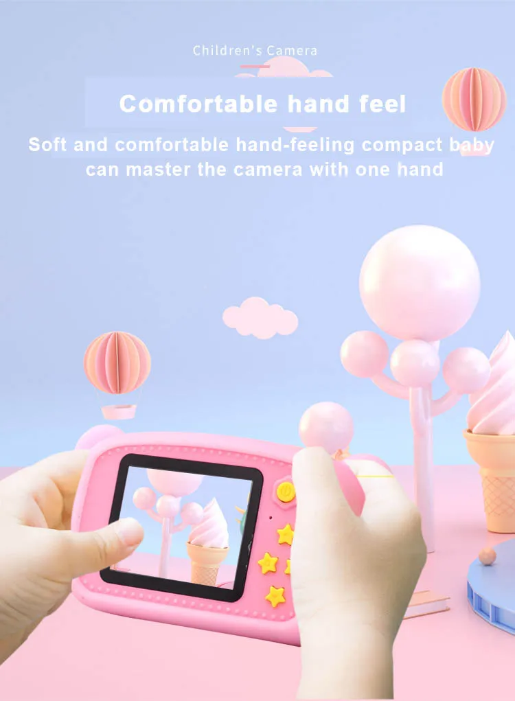 2021 New Portable Children 13MP HD Digital Camera Cute Cartoon 2 Inches IPS Screen Mini Portable SLR Camera Toy Kid Gift