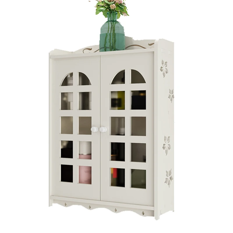 Fashion Bathroom Shelf  Wood-plastic Waterproof Cosmetic Storage Cabinet Wall Mounted Type 3