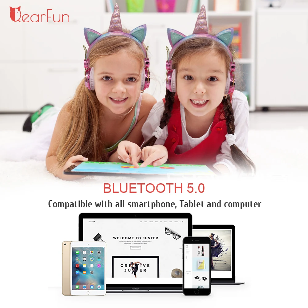 Беспроводная гарнитура единорог Bluetooth 5 0 Симпатичные женские наушники Повязка на