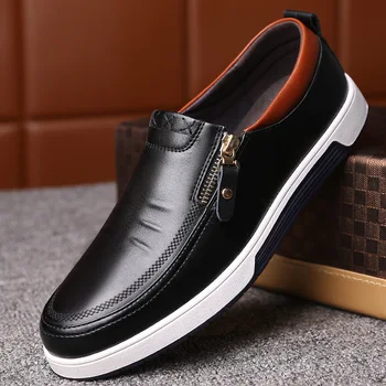 

2019 casual shoes men's zipper wear-resistant non-slip size men's shoes