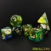 Bescon New Moonstone Dice Azure Stone, Polyhedral Dice Set of 7 1