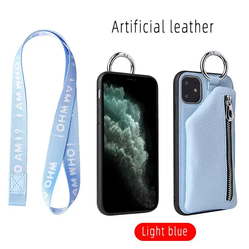 blue Силиконовый кожаный чехол для Iphone 11, съемный чехол с отделением для карт, чехол для Iphone 6, 7, 8 Plus, X, Xr, Xs, 11 Pro Max, защита от падения - Цвет: blue