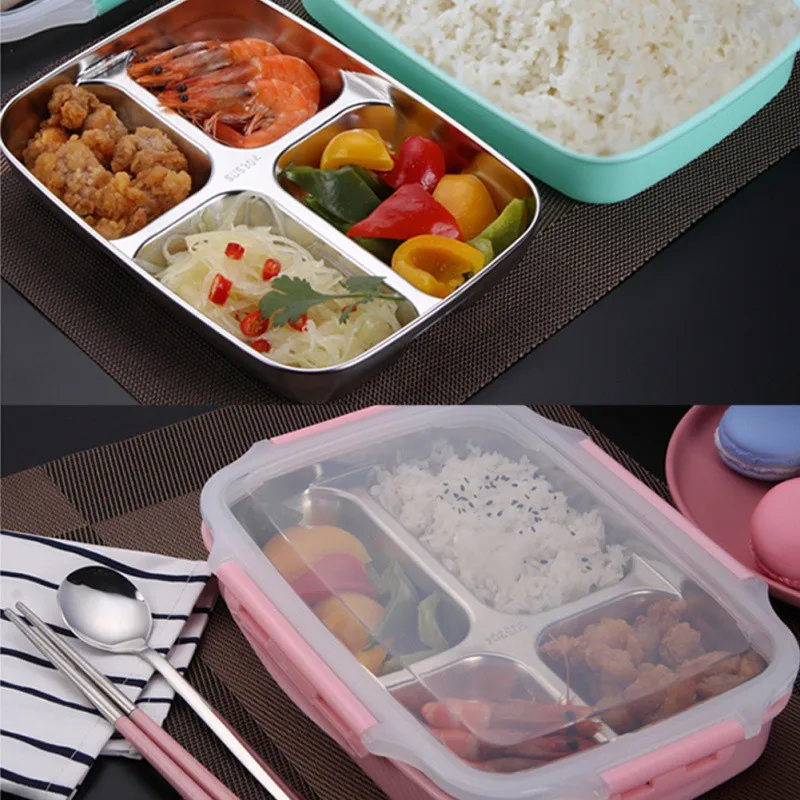 304 Bento Box фаст-фуд герметичная коробка для завтрака с крытой столовой Ланч-бокс для студентов