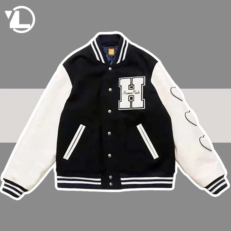 Vintage Patchwork Baseball Jackets Men Women Street Letter Flocking Varsity Bomber Jacket Hip Hop Oversized College Coats Couple mens corduroy jacket