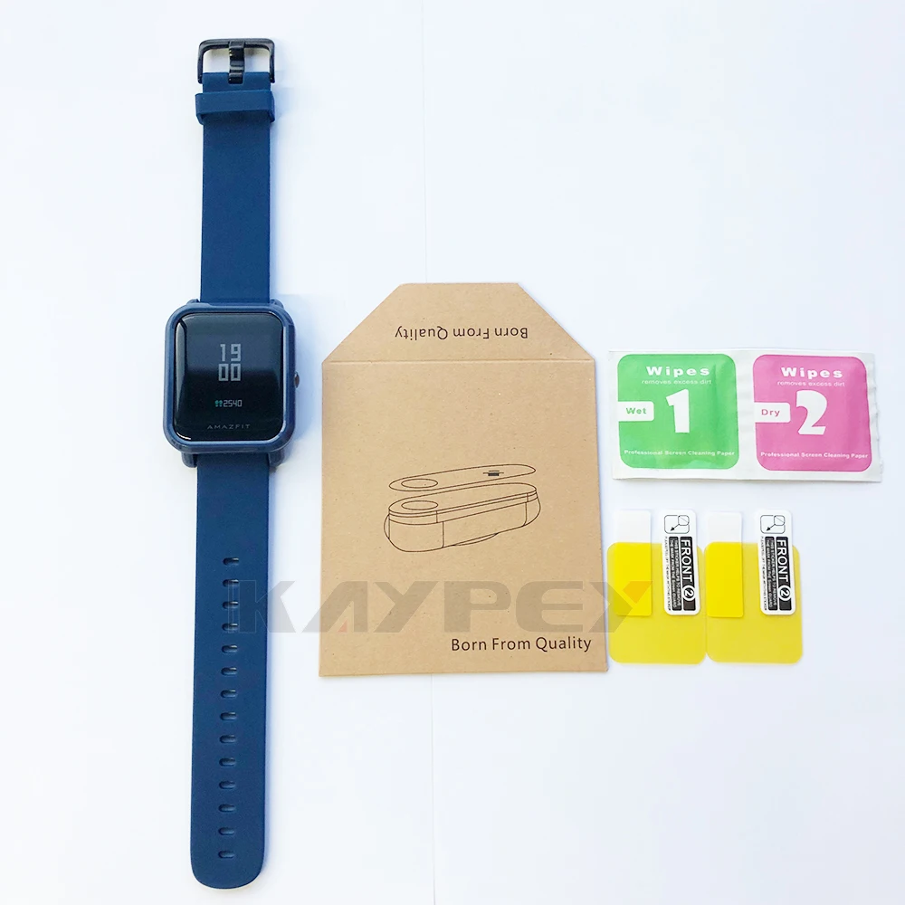 4в1 мягкий силиконовый спортивный ремешок для Xiaomi Huami Amazfit Bip Смарт-часы цветной браслет с PC чехол Защитная крышка экрана