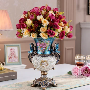 

Creative retro resin Europe vase ornaments Home decoration Living room table flower arrangement dry flower tabletop flower vases