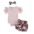 Newborn Baby Girl Clothes Set Summer Solid Color Short Sleeve Romper Flower Shorts Headband 3Pcs Outfit New Born Infant Clothing 9