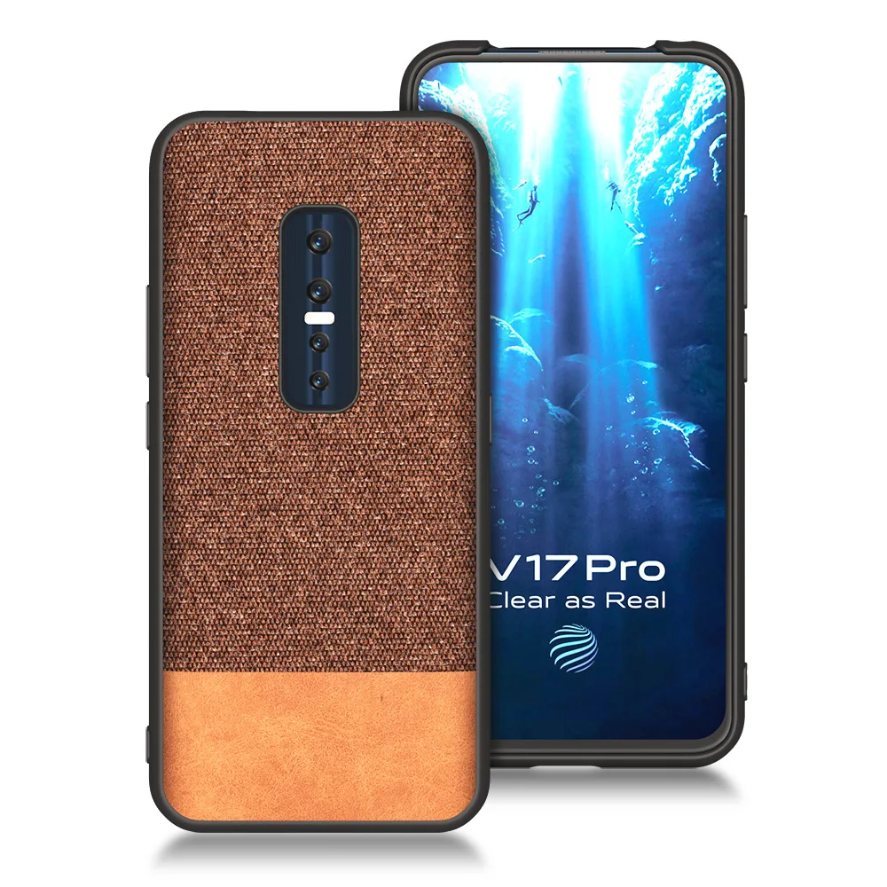 Роскошный тканевый чехол для телефона vivo V17 pro, тонкий мягкий ТПУ чехол для задней панели vivo v15 x27 pro Coque - Цвет: brown with orange