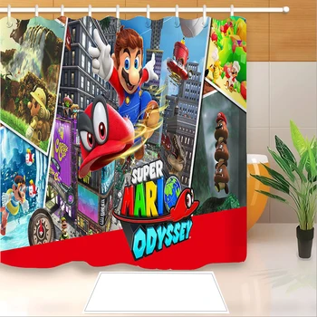 

New Arrival Super Mario 3D Print Shower Curtain Polyester Fabric Bathroom Curtain Waterproof Hook Bath Curtain 01