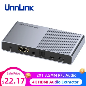 

Unnlink 4K HDMI Audio Extractor 5.1/2.1 Ch Optical Toslink SPDIF 3.5MM R/L Audio Converter for PS4 XBOX ONE TV BOX Switch