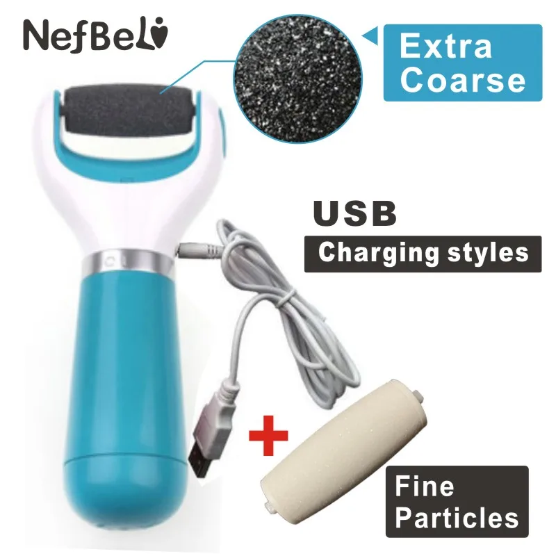Электрический пилочка для ухода за ногами, средство для удаления омертвевшей кожи, питание от аккумулятора, usb-отшелушивающий инструмент для удаления пятки мозолей, устройство для педикюра - Цвет: Charging (Blue)1Fine