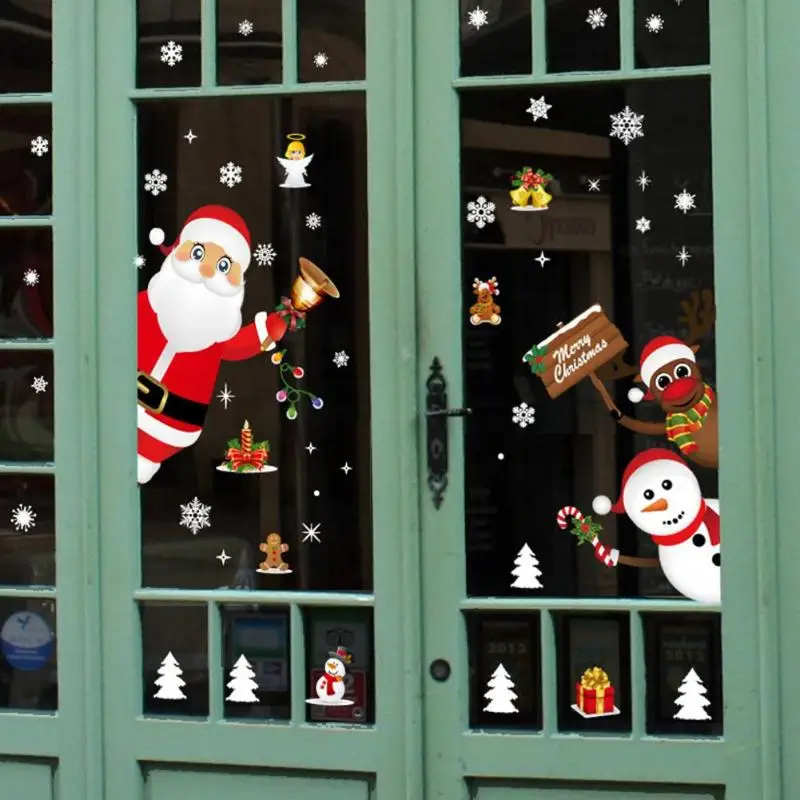 

DIY Merry Christmas Wall Sticker Showcase Home Window Glass Sticker Santa Claus Christmas Tree Wall Stickers Natal Navided