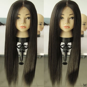 

LUFFYHAIR Yaki Straight Silk Base Lace Front Wig With Baby Hair Brazilian Human Remy Hair Silk Top Lace Wig with Baby Hair