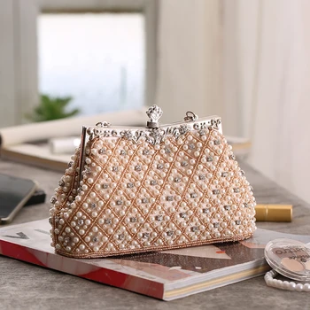 

Fashion bag Beaded Design Diamonds Evening Purse Large Clutch Bag Pearl Handbags Party Wedding bag Shoulder bag Wallet