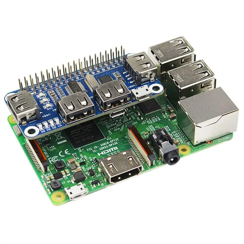 4 порта USB HUB HAT для Raspberry Pi 3/2/Zero W Плата расширения USB для UART для последовательной отладки совместима с USB2.0/1