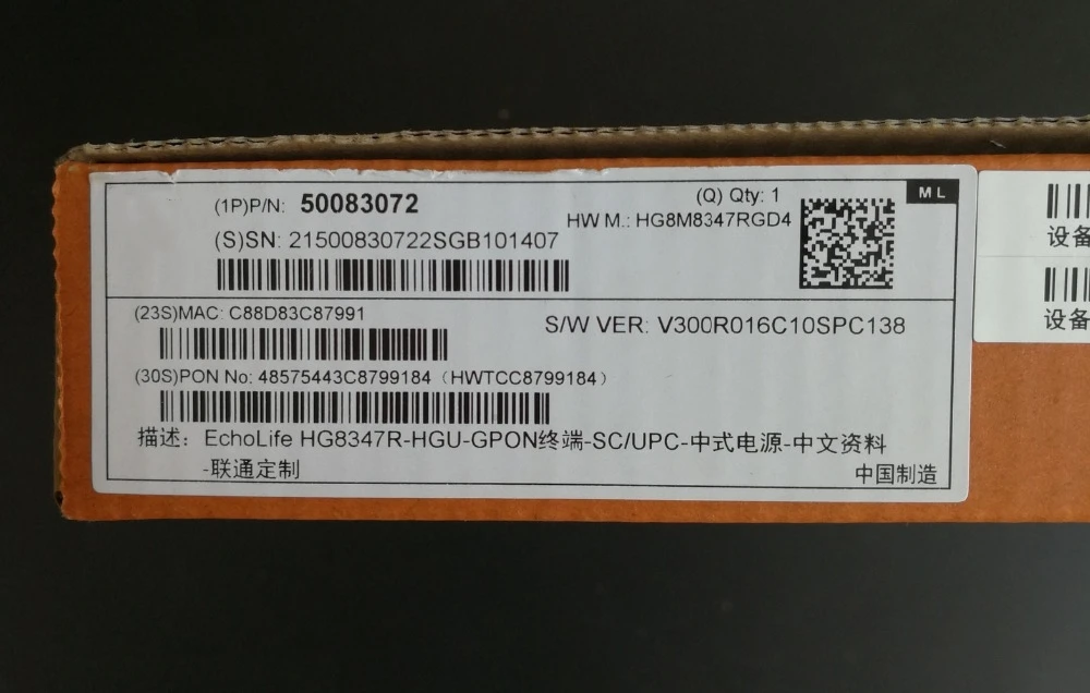 10 шт. HW HG8347R ONU 4 lan порта + 1 POTS wifi USB EchoLife SC/UPC GPON беспроводной терминал на английском