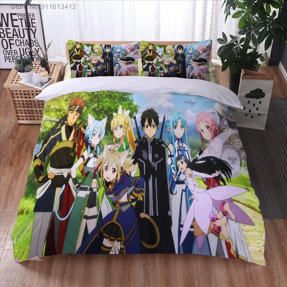 Anime Sword Art Online High Quality 3D Printed Pattern Duvet Cover with Pillow Cover Bedding Set Anime Bed Set Bedroom Luxury