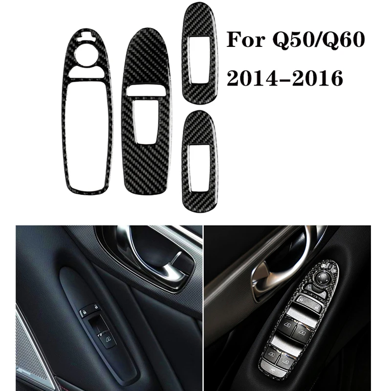 

For Infiniti Q50 Q60 2014-2020 Accessories Car Carbon Fiber Stickers Interior Car Window Switch Panel Cover Trim Decoration