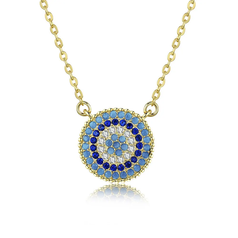 18K gold Color TONGZHE, модное длинное ожерелье от сглаза, 925 пробы, серебряное, синее, Кристальное CZ Золотое ожерелье с подвеской в виде глаза, Женские Ювелирные изделия, воротники - Окраска металла: 18K gold Color