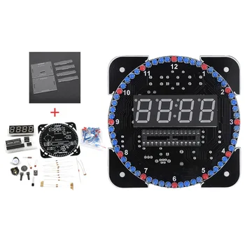 

DS1302 Digital Alarm LED Clock Home Decor Temperature Desktop Thermometer Light Control With Cable Transparent DIY Rotation