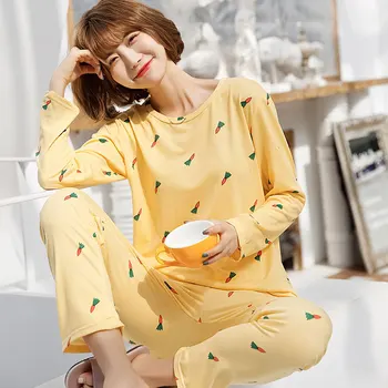 

2020 Autumn Winter Pyjamas Women Pijamas Mujer Cotton Cartoon Girls Pajamas Sets Femme Long Sleeve Sleepwear Female Homewear