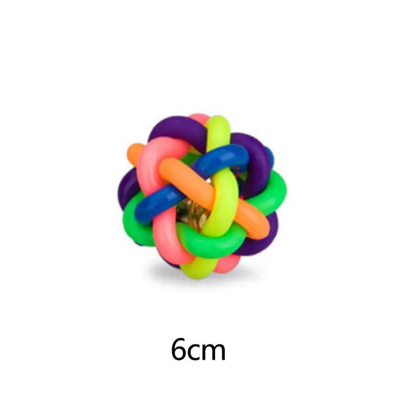 6cm Красочный маленький колокольчик, игрушки, круглая собака, тканый шар, 1 шт., резиновые товары для домашних животных, интерактивные игрушки для собак, кошек - Габаритные размеры: 6cm