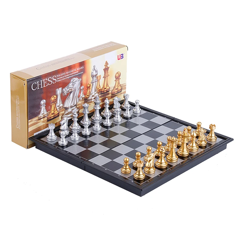 Inglês versão internacional xadrez chessman cor ouro e prata dobrável xadrez  xadrez magnético jogo 3810a 4812a 4912a 3 tamanho - AliExpress