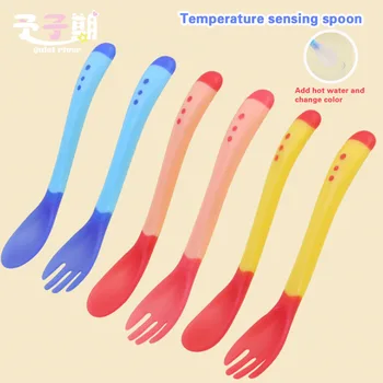 

3/1pcs Infant utensils given bottle Spoon Heat Sensing Thermal Baby Weaning Silicone Head Tableware Baby Feeding Spoons sztucce