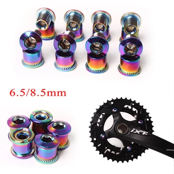 

KRSEC 4/5PCS MTB Chainring Bolts 6.5 8.5mm single double triple speed Bicycle Chainwheel Sliver Crew Mountain Road Bicycle Crank