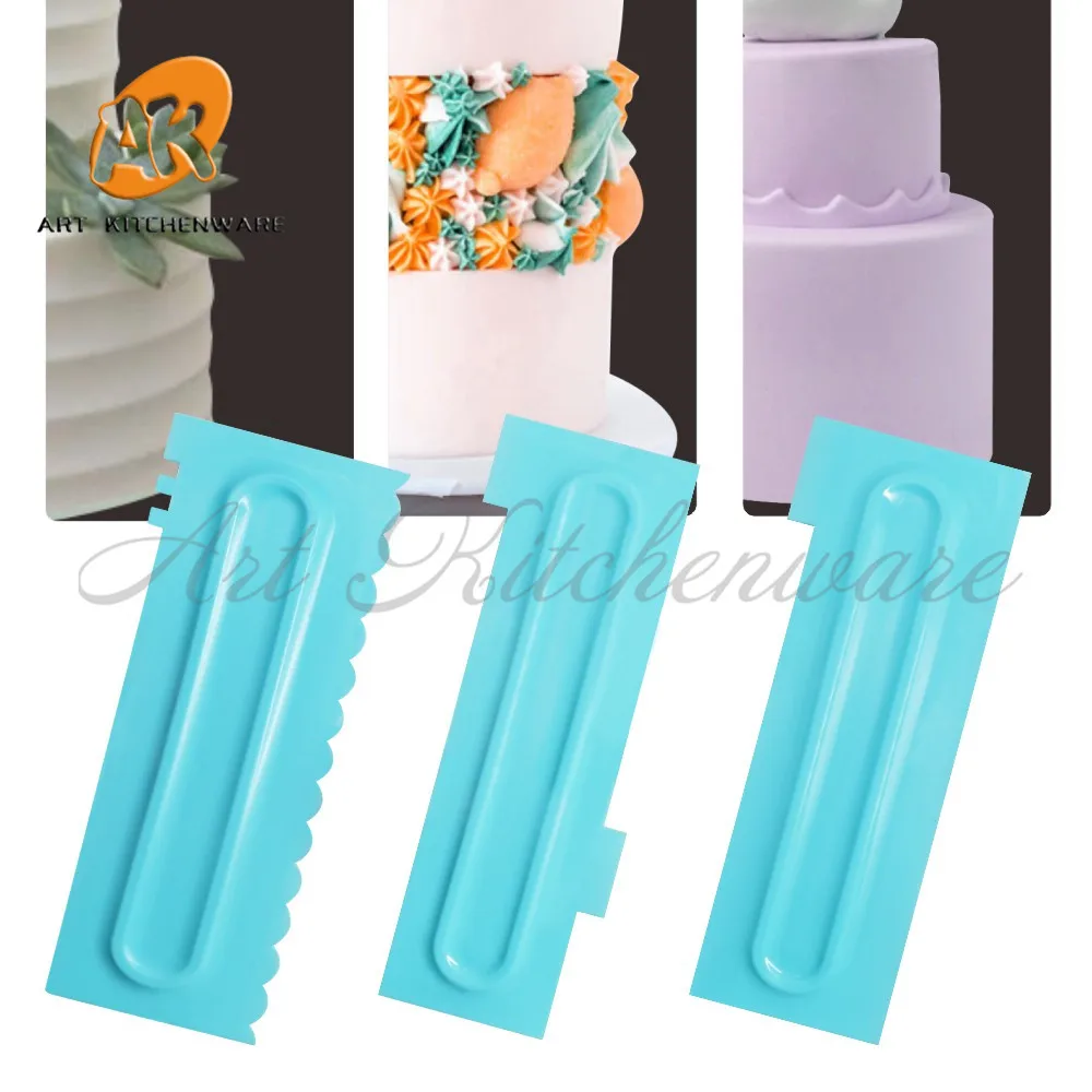  Plastic Butter Cream Smoother Sawtooth Cake Scraper Chocolate Smoother Spatulas Cake Decorating Mol