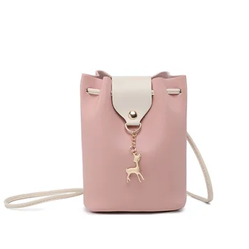 

2020 Summer Cute Girl's Small Lether Bag Cover Bucket Small Bag Mini Phone Bag Women's Messenger Bag