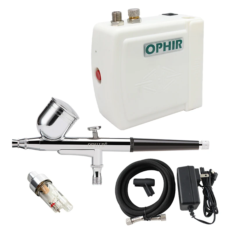 OPHIR Dual-Action Airbrush Kit with Mini Air Compressor for Nail Art Tools Temporary Tattoo Makeup Pro Airbrush Body Paint Set OPHIR Dual-Action Airbrush Kit with Mini Air Compressor for Nail Art Tools Temporary Tattoo Makeup Pro Airbrush Body Paint Set