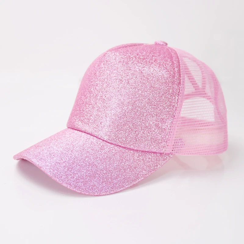 Женская бейсбольная кепка Ponytail Messy Bun Snapback, летние сетчатые шляпы, Повседневная Спортивная Кепка с блестками, Прямая, шапка, уличная одежда шляпа