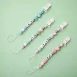 1 Pc Silicone Love Star Pacifier Clip Chain Personalized Name Dummy Feeding Clip Soother Chain Holder Baby Birthday Shower Gift