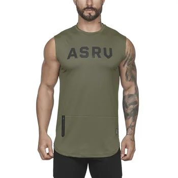 Men Sleeveless Running Sport Tshirts Workout Fitness Breathable Quick Dry Gym Training Sportswear Round Collar Male Tank Top 2