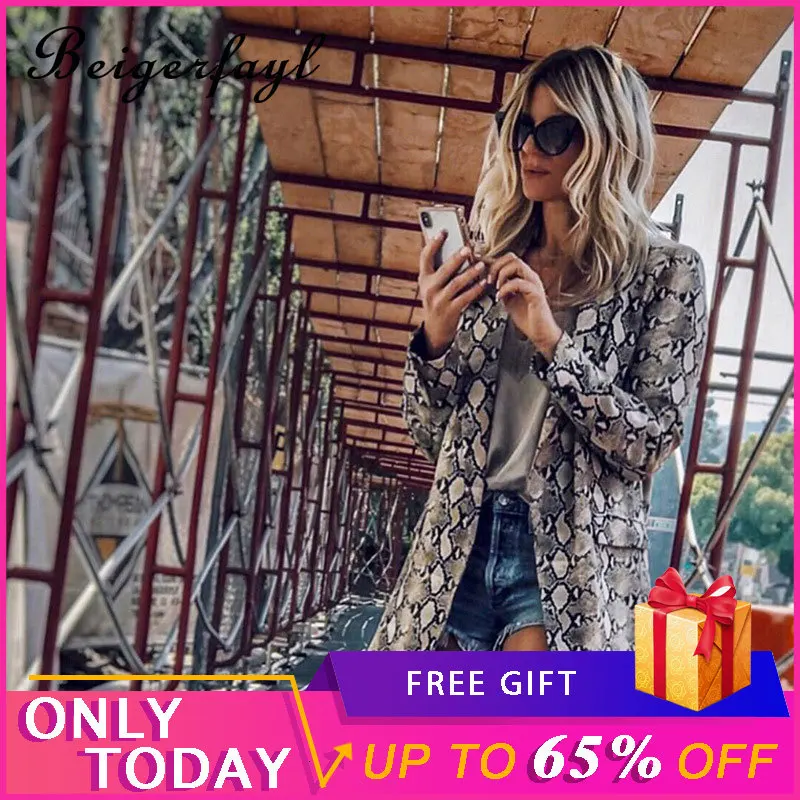 

Beigerfayl Blazer Feminino Chaqueta Blazers Mujer 2019 Leopardo Mujer Serpiente Femme 2019 Nouveau Serpiente Snake Animal Print