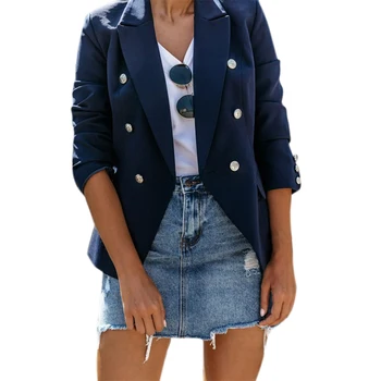 

Autumn Elegant Ladies Single-breasted Solid Color Blazer Irregular Plaid Casual Blazer For Women S-XXL