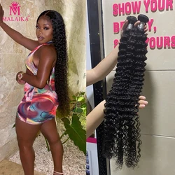Malaika 30 32 34 40  Inches 1 3 4 Bundles Brazilian Deep Wave Curly Hair Bundles Natural Wave 100% Human Virgin Hair Extension