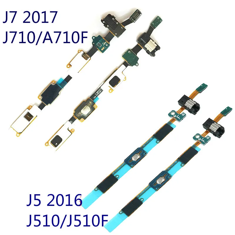 

High Quality Button Earphone Jack Flex Cable Replacement Parts Menu Button For Samsung Galaxy J5 2016 J510 J510F J7 J710 J710F