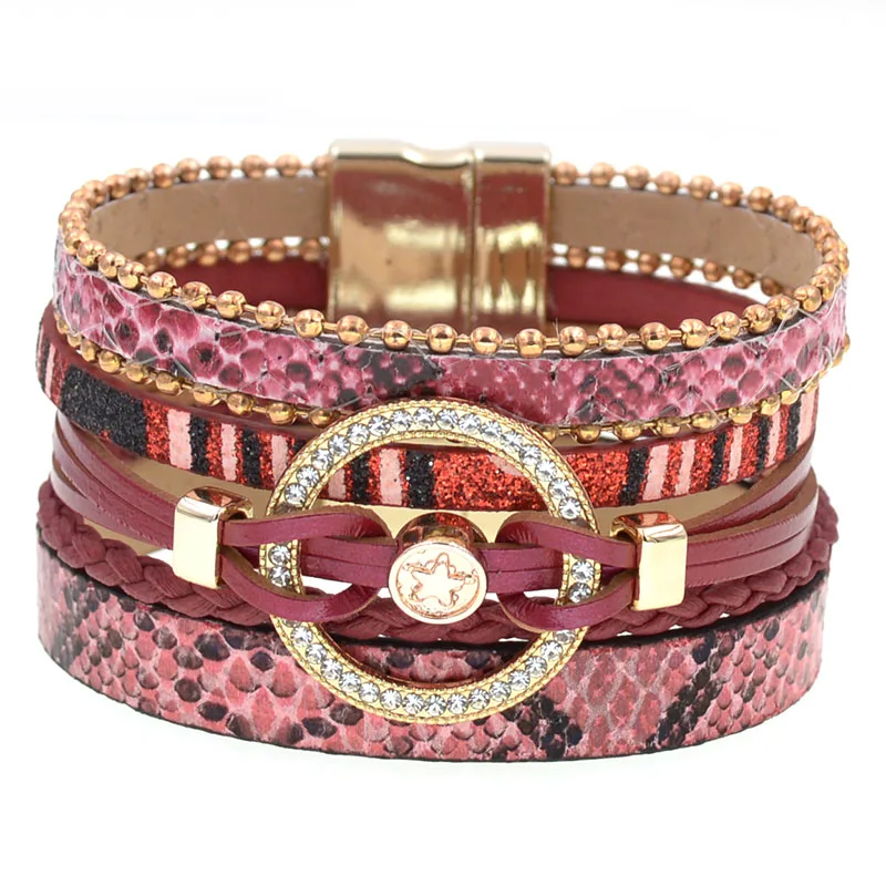 Charm Leather Bracelets bracelet jewelry For Women Trendy Boho Multilayer Wrap Bracelet Female Jewelry