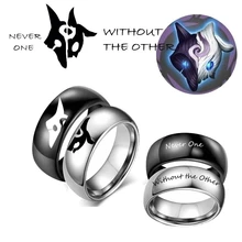 6mm League of Legendes Kindred Eternal Hunters Stainless Steel Ring for Men Women Never One Without the Other Love Promise Rings