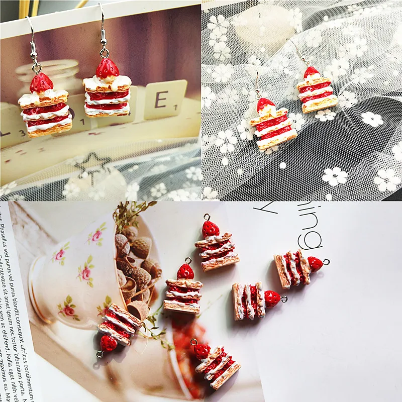 10 шт Клубника Форма торт серьги кулон DIY декоративный браслет ожерелье брелок