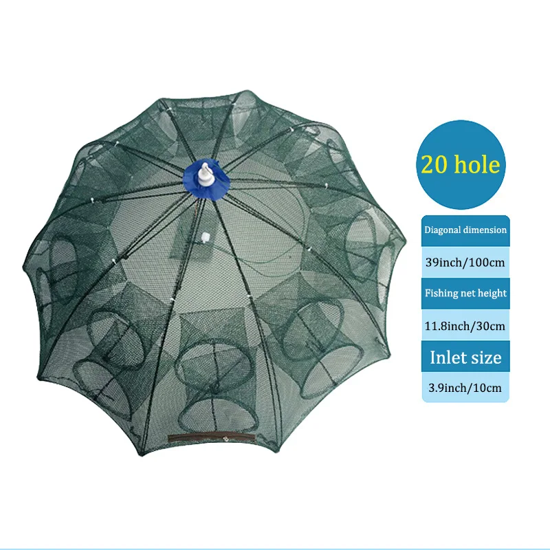 Portable Fishing Net Nylon Automatic Foldable Catch Fish Baits Trap For Fishes Shrimp Minnows Crab Cast Mesh NOV99 | Спорт и