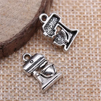 

free shipping 54pcs 16x10mm antique silver Coffee machine charms diy retro jewelry fit Earring keychain hair card pendant
