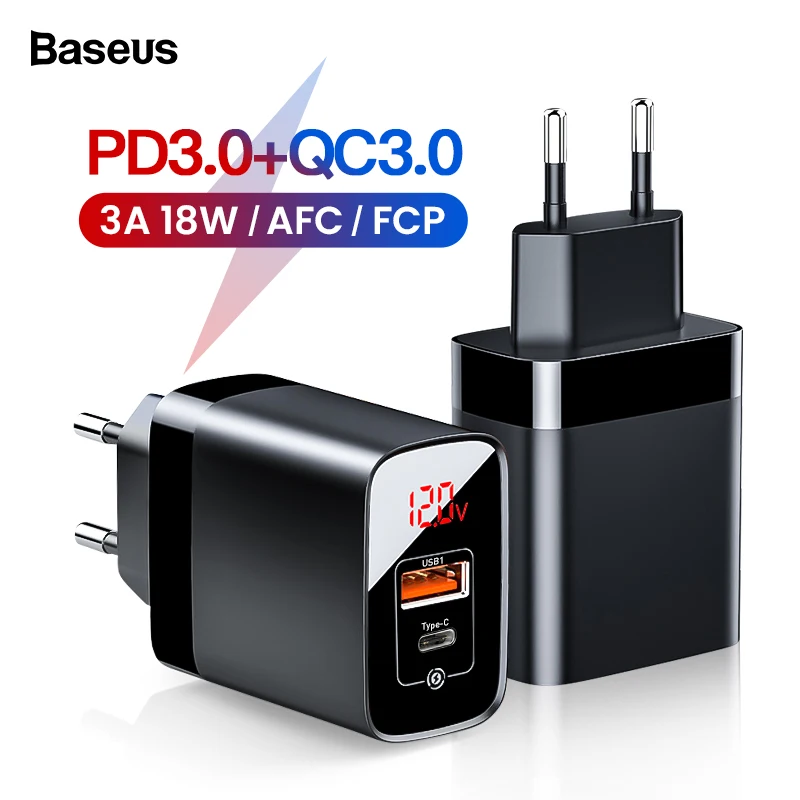 Продажа Baseus Quick Charge 3,0 Dual font b USB b font зарядное устройство для iPhone 11 Pro Max samsung huawei PD3.0 QC3.0 QC font b USB b font C PD Быстрая зарядка для мобильных телефонов